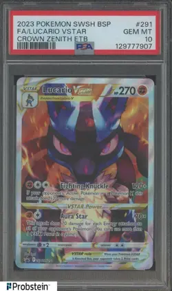 2023 Pokemon SWSH BSP Crown Zenith ETB #291 FA Lucario VSTAR PSA 10 - Image 1
