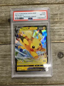 Graded PSA 8 2023 Pokemon SWSH BSP Pikachu V CRZ Coll-Pikachu VMAX #285 - Image 1