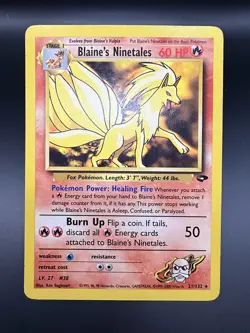 Pokemon TCG Blaine's Ninetales Non Holo Gym Challenge 21/132 Rare - Image 1