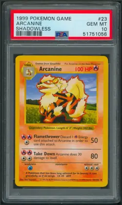 Pokemon Base Set Shadowless Arcanine 23/102 PSA 10 - Image 1