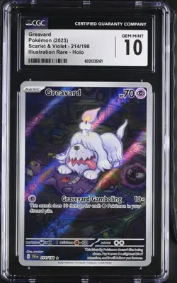CGC 10 Greavard 214/198 Illustration Rare Scarlet & Violet SV1 Pokemon Card - Image 1