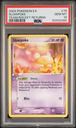 PSA 10 GEM MINT Slowpoke 76/109 EX Team Rocket Returns 2004 Pokemon Card - Image 1