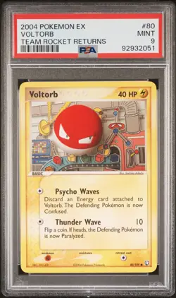 PSA 9 MINT Voltorb 80/109 EX Team Rocket Returns 2004 Pokemon Card - Image 1