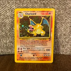 Charizard Pokemon TCG Base Set 2 Holo Rare Card 4/130 WOTC SWIRL - Image 1