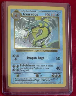 Gyarados 6/102 Base Set Shadowless Holo Rare Stage 1 100 HP Pokemon TCG Card - Image 3