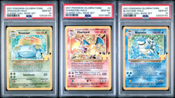 PSA 10 Pokemon Card Lot Celebrations Charizard, Blastoise & Venusaur Starters - Image 1
