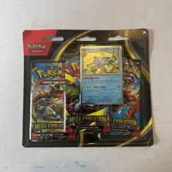 Pokemon TCG: Mega Evolution Three Booster Blister Pack Golduck Promo NEW Sealed - Image 1