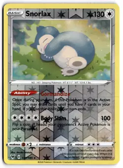 Pokemon TCG Snorlax 131/185 Swsh04: Vivid Voltage Reverse Holo - Image 1