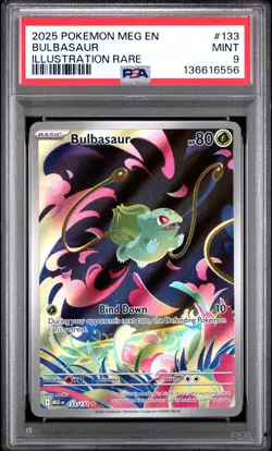 2025 Pokemon Mega Evolution Base 133 Illustration Rare Bulbasaur PSA 9 Mint - Image 1