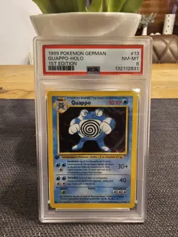 Pokemon Quappo Holo 1. Edition Poliwrath Deutsch 13/102 Base Set PSA 8 NM-Mint - Image 1