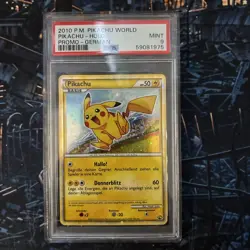 PSA 9 Pikachu Holo Promo 2010 Pikachu World Collection German Pokemon - Image 1