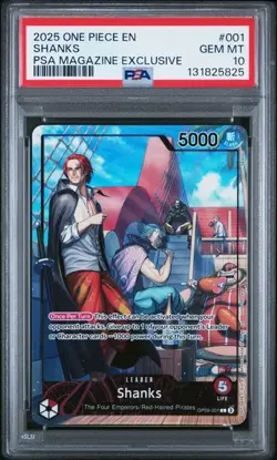 2025 ONE PIECE PROMOS PSA MAGAZINE EXCLUSIVE #001 SHANKS PSA 10 - Image 1