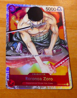 ONE PIECE ENGLISH CARD HOLO GAME CARTE Roronoa Zoro ST01-013 SR ST EN TCG MINT - Image 1