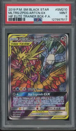2019 Pokemon Sun & Moon Black Star Promo Moltres Zapdos Articuno GX Mint PSA 9 - Image 1