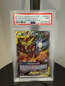 2019 Pokemon Sun & Moon Black Star Moltres & Zapdos & Articuno GX Promo PSA 9 - Image 1