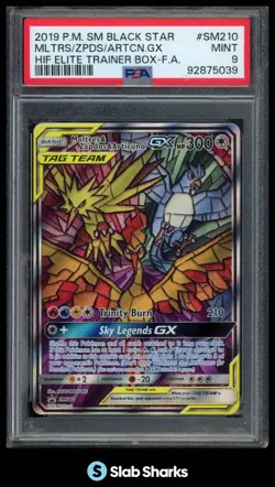 2019 POKEMON #SM210 BLACK STAR PROMOS MOLTRES ZAPDOS ARTICUNO GX TAG TEAM PSA 9 - Image 1