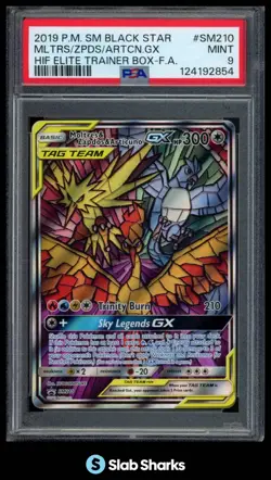 2019 POKEMON #SM210 BLACK STAR PROMOS MOLTRES ZAPDOS ARTICUNO GX TAG TEAM PSA 9 - Image 1