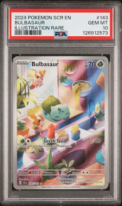 Pokemon Bulbasaur 143/142 Sv07 Stellar Crown 143 Illustration Rare GEM MT PSA 10 - Image 1