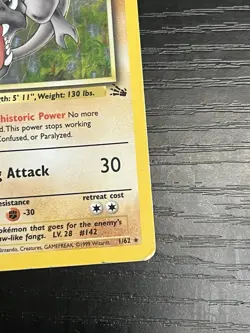 Pokemon TCG Aerodactyl 1/62 Fossil Set Vintage Holo Rare Card WOTC 1999 MP - Image 5