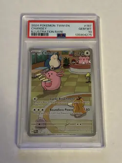 Pokemon TCG Chansey Illustration Twilight Masquerade Card 187/167 PSA 10 Gem MT - Image 1