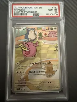 Pokemon TCG Chansey Illustration Rare Card 187/167 PSA 10 Twilight Masquerade - Image 2