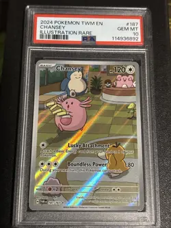 2024 POKEMON TWILIGHT MASQUERADE CHANSEY ILLUSTRATION RARE 187/167 PSA 10 - Image 1