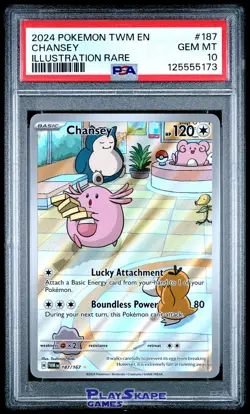 Pokemon Card PSA 10 Chansey 187/167 Twilight Masquerade Illustration Rare 2024 - Image 1