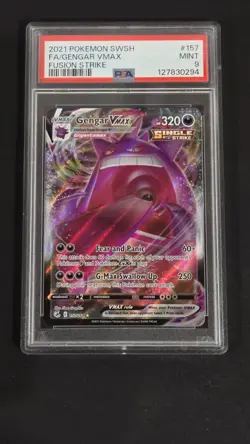 PSA 9 Gengar Vmax 157/264 Fusion Strike Ultra Rare Pokemon 2021 - Image 1