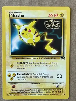 Pokemon TCG Pikachu Wotc Promo Card 04/53 Kids WB Movie Event 1999 Regular - Image 1