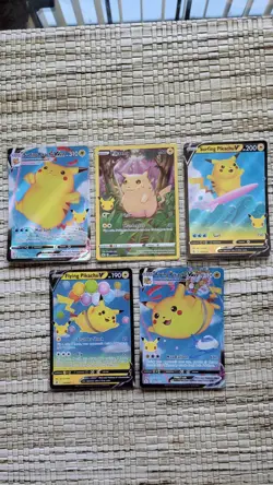 Pokemon Celebrations lot ×5 Flying Surfing Pikachu 005 Pikachu Vmax V Near Mint - Image 1