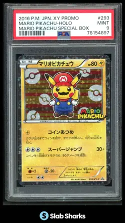 2013 POKEMON JAPANESE XY PROMOS #293/XY-P MARIO PIKACHU HOLO SPECIAL BOX PSA 9 - Image 1