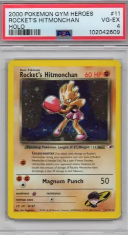 PSA 4 2000 Rocket's Hitmonchan Gym Heroes 11/132 Holo Unlimited Rare - Image 1