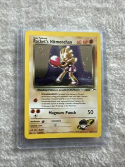 ROCKET’S HITMONCHAN - 11/132 - Gym Heroes - Holo - Pokemon Card - SWIRL - Image 1
