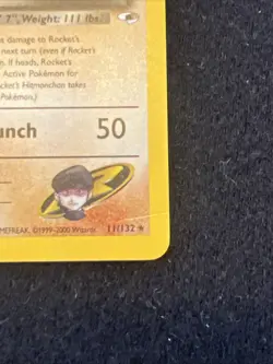 2000 Pokemon Gym Heroes Rocket's Hitmonchan 11/132 Holo Rare UX1680 - Image 3