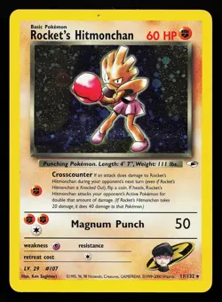 Rocket's Hitmonchan 11/132 Holo Rare Gym Heroes Pokemon Card - Image 1