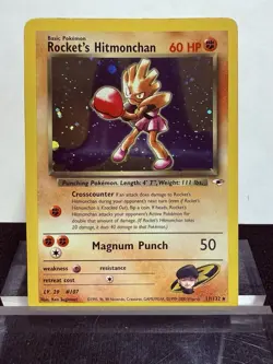 2000 Rocket's Hitmonchan 11/132 Gym Heroes Holo Rare Vintage Pokemon TCG - Image 1
