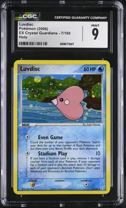 CGC 9 MINT Luvdisc 2006 EX Crystal Guardians 7/100 Holo Pokemon Card - Image 1