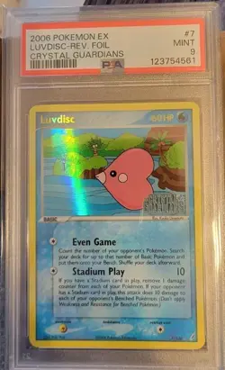 Pokemon PSA 9 Mint EX Crystal Guardians Reverse Holo Stamped Luvdisc 7/100 - Image 1