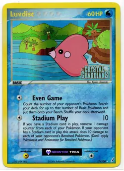 Luvdisc 7/100 Pokemon TCG EX Crystal Guardians Holo Rare Stamped - Image 1