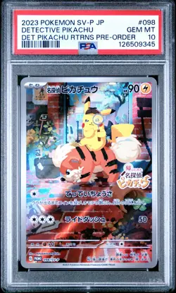2023 POKEMON JAPANESE SV-P PROMO #098 DETECTIVE PIKACHU PSA 10 - Image 1
