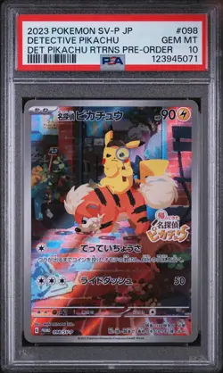 2023 POKEMON JAPANESE SV-P PROMO #098 DETECTIVE PIKACHU PSA 10 - Image 1