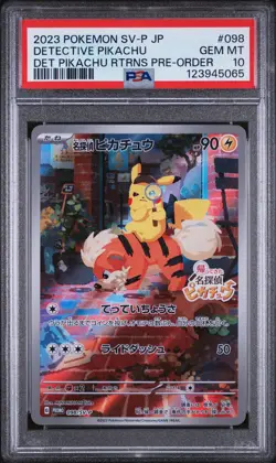 2023 POKEMON JAPANESE SV-P PROMO #098 DETECTIVE PIKACHU PSA 10 - Image 1