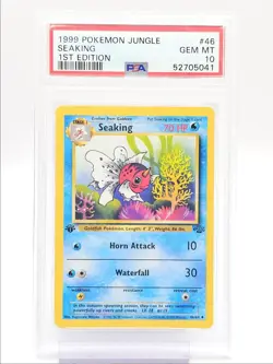 SEAKING 1999 POKEMON JUNGLE 1ST EDITION UNCOMMON GEM MT 46/64 PSA 10 Q1739 - Image 1