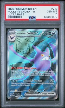 Team Rocket's Crobat EX *PSA 10* Ultra Rare *Destined Rivals* #217 * Pokemon - Image 1