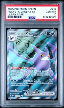 Pokemon TCG Team Rockets Crobat EX 217/182 Destined Rivals Full Art Psa 10 - Image 1