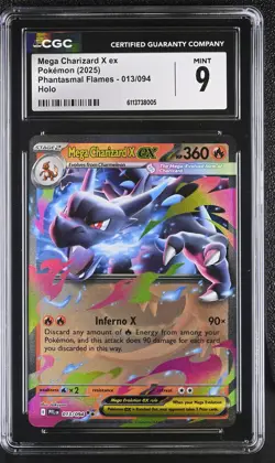 Mega Charizard X EX 013/094 Phantasmal Flames CGC 9 Mint Holo Pokemon Card - Image 1