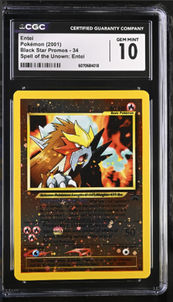 Pokemon TCG 2001 Entei Black Star Promo Reverse Holo Rare #34 CGC Gem Mint 10 - Image 1