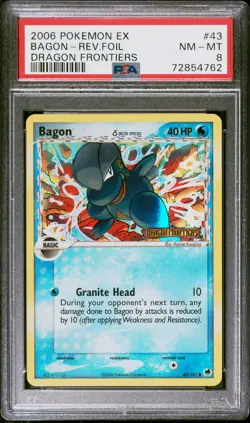 Pokemon Card Bagon 43/101 Reverse Holo EX Dragon Frontiers PSA 8 NM-MT - Image 1