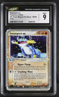 CGC 9 MINT Swampert ex 2004 EX Team Magma Vs Aqua 95/95 Holo Pokemon Card - Image 1
