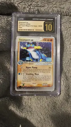 CGC 10 Pristine Swampert ex holo 95/95 Team Magma vs Team Aqua 2004 Pokemon Card - Image 1